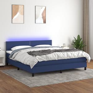 VidaXL Boxspring met matras en LED stof blauw 180x200 cm