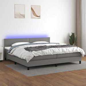 VidaXL Boxspring met matras en LED stof donkergrijs 200x200 cm