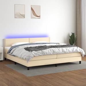 VidaXL Boxspring met matras en LED stof crèmekleurig 200x200 cm