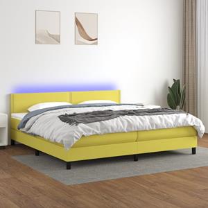 VidaXL Boxspring met matras en LED stof groen 200x200 cm