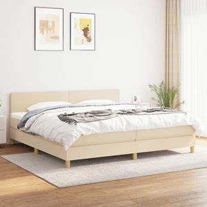 VidaXL Boxspring met matras stof crèmekleurig 200x200 cm