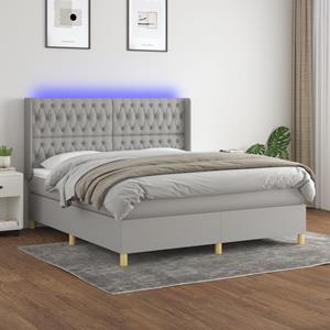 VidaXL Boxspring met matras en LED stof lichtgrijs 160x200 cm