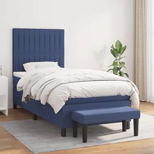 VidaXL Boxspring met matras stof blauw 80x200 cm