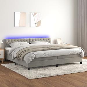 VidaXL Boxspring met matras en LED fluweel lichtgrijs 200x200 cm