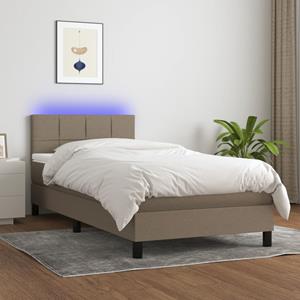 VidaXL Boxspring met matras en LED stof taupe 100x200 cm