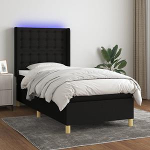 VidaXL Boxspring met matras en LED stof zwart 90x190 cm