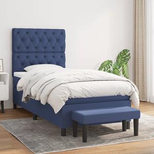 VidaXL Boxspring met matras stof blauw 80x200 cm