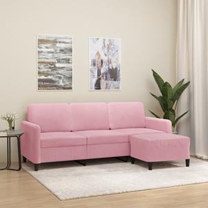 VidaXL Driezitsbank met voetenbank 180 cm fluweel roze