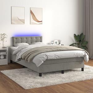 VidaXL Boxspring met matras en LED fluweel lichtgrijs 120x200 cm