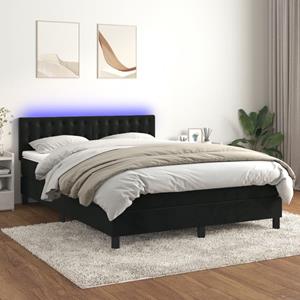 VidaXL Boxspring met matras en LED fluweel zwart 140x190 cm