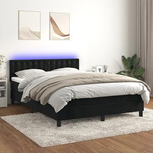 VidaXL Boxspring met matras en LED fluweel zwart 140x200 cm