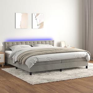 VidaXL Boxspring met matras en LED fluweel lichtgrijs 200x200 cm