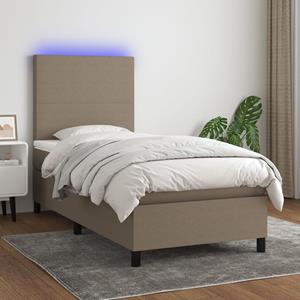 VidaXL Boxspring met matras en LED stof taupe 80x200 cm