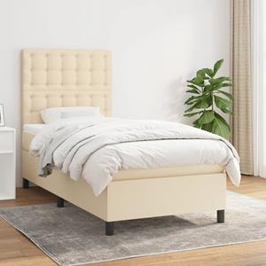 VidaXL Boxspring met matras stof crèmekleurig 90x190 cm