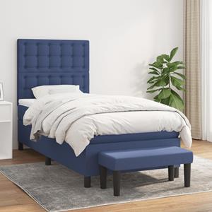 VidaXL Boxspring met matras stof blauw 80x200 cm