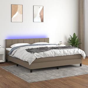 VidaXL Boxspring met matras en LED stof taupe 180x200 cm