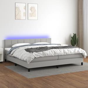 VidaXL Boxspring met matras en LED stof lichtgrijs 200x200 cm