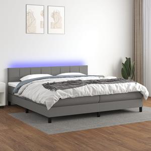 VidaXL Boxspring met matras en LED stof donkergrijs 200x200 cm