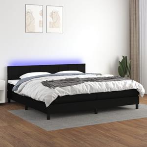 VidaXL Boxspring met matras en LED stof zwart 200x200 cm