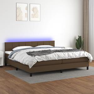 VidaXL Boxspring met matras en LED stof donkerbruin 200x200 cm