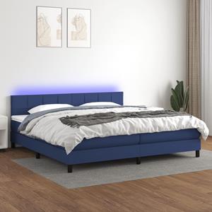 VidaXL Boxspring met matras en LED stof blauw 200x200 cm