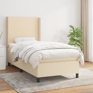 VidaXL Boxspring met matras stof crèmekleurig 90x190 cm