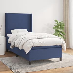 VidaXL Boxspring met matras stof blauw 90x190 cm