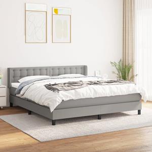 VidaXL Boxspring met matras stof lichtgrijs 160x200 cm