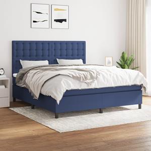 VidaXL Boxspring met matras stof blauw 180x200 cm