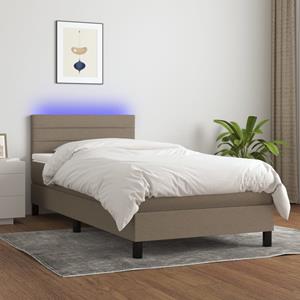 VidaXL Boxspring met matras en LED stof taupe 100x200 cm