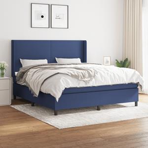 VidaXL Boxspring met matras stof blauw 160x200 cm