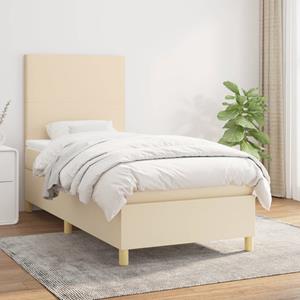 VidaXL Boxspring met matras stof crèmekleurig 90x190 cm