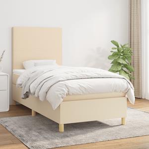 VidaXL Boxspring met matras stof crèmekleurig 90x200 cm