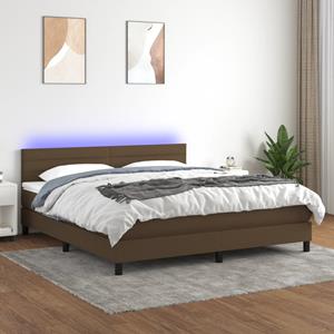 VidaXL Boxspring met matras en LED stof donkerbruin 160x200 cm