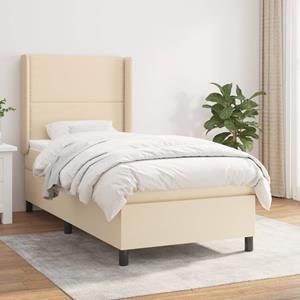 VidaXL Boxspring met matras stof crèmekleurig 90x190 cm