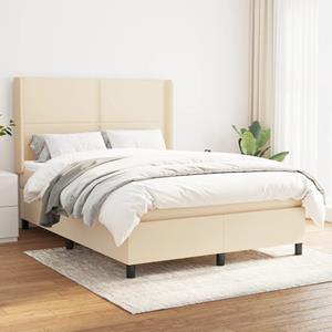 VidaXL Boxspring met matras stof crèmekleurig 140x190 cm