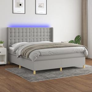 VidaXL Boxspring met matras en LED stof lichtgrijs 180x200 cm