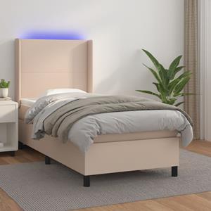 VidaXL Boxspring met matras en LED kunstleer cappuccinokleur 80x200 cm