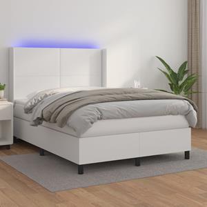 VidaXL Boxspring met matras en LED kunstleer zwart 140x190 cm