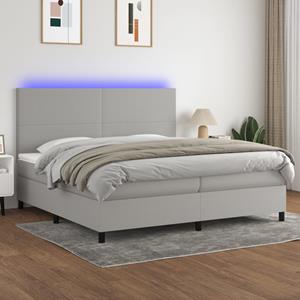 VidaXL Boxspring met matras en LED stof lichtgrijs 200x200 cm