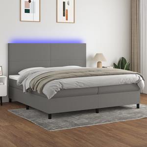 VidaXL Boxspring met matras en LED stof donkergrijs 200x200 cm