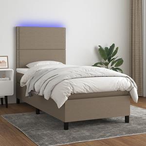 VidaXL Boxspring met matras en LED stof taupe 90x190 cm