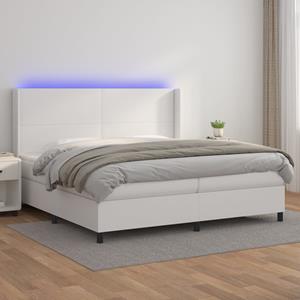 VidaXL Boxspring met matras en LED kunstleer wit 200x200 cm