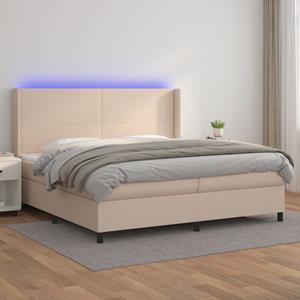 VidaXL Boxspring met matras en LED kunstleer cappuccinokleur 200x200cm