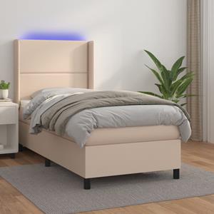 VidaXL Boxspring met matras en LED kunstleer cappuccinokleur 80x200 cm