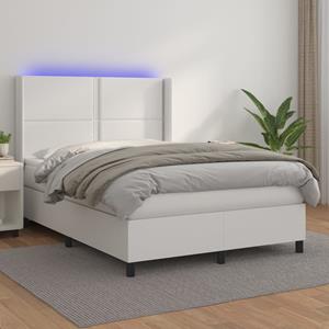 VidaXL Boxspring met matras en LED kunstleer zwart 140x190 cm