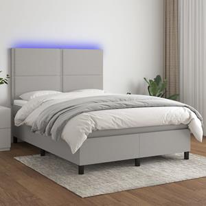 VidaXL Boxspring met matras en LED stof lichtgrijs 140x200 cm