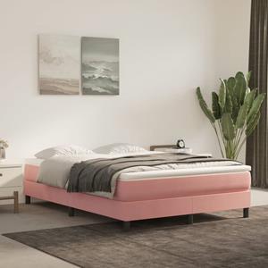 VidaXL Boxspring met matras fluweel roze 140x190 cm