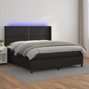 VidaXL Boxspring met matras en LED kunstleer zwart 160x200 cm