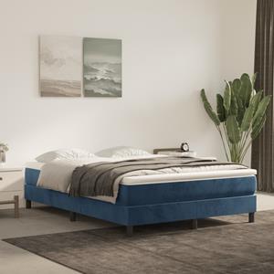 VidaXL Boxspring met matras fluweel donkerblauw 140x200 cm